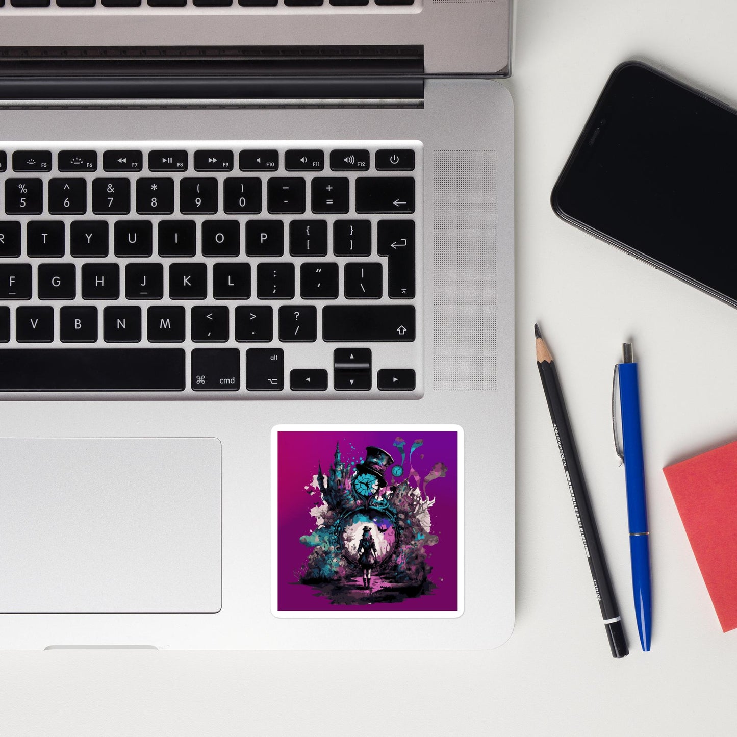 Enter the Purple Clock House - Square-Cut Sticker
