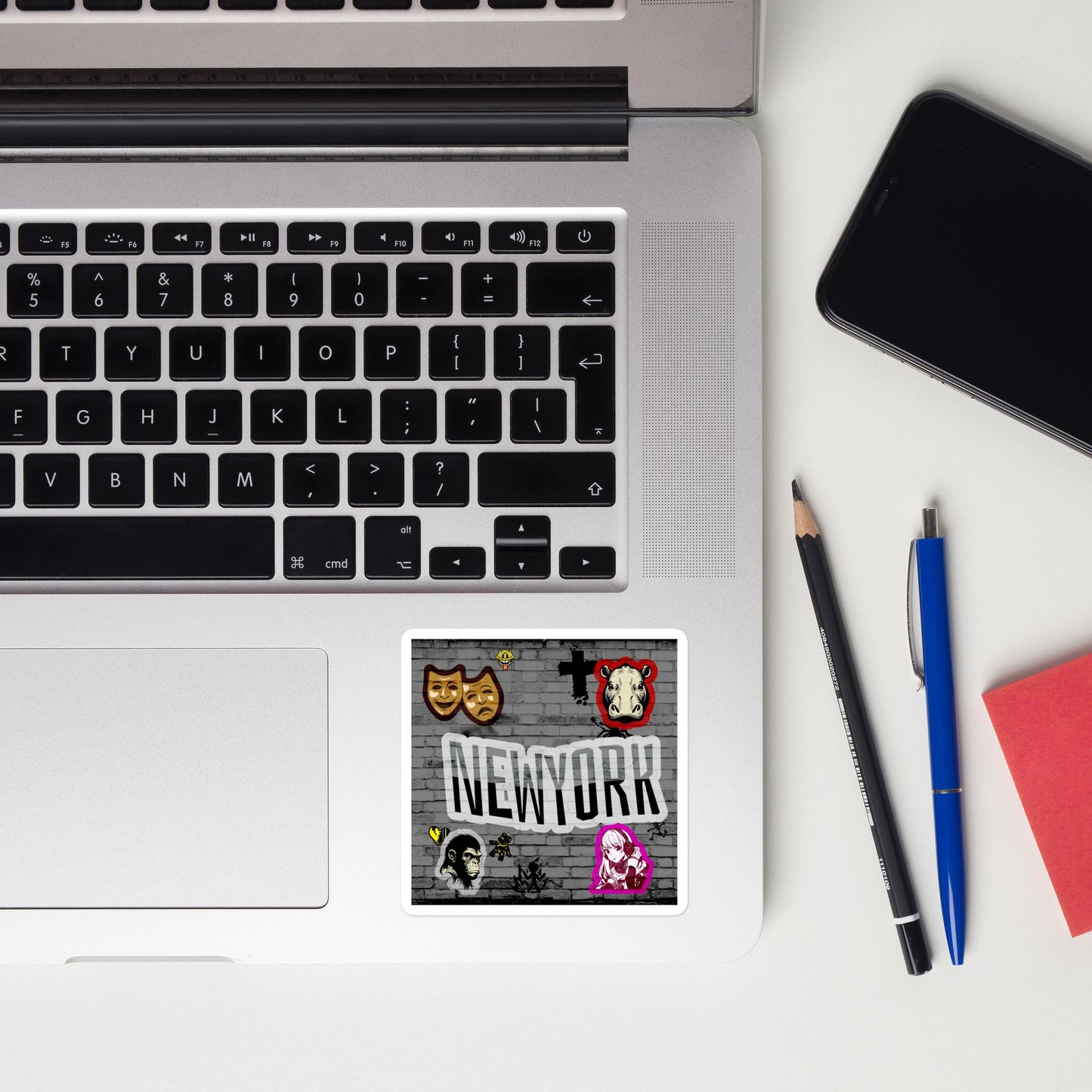 New York Graffiti Wall - Square Cut Sticker