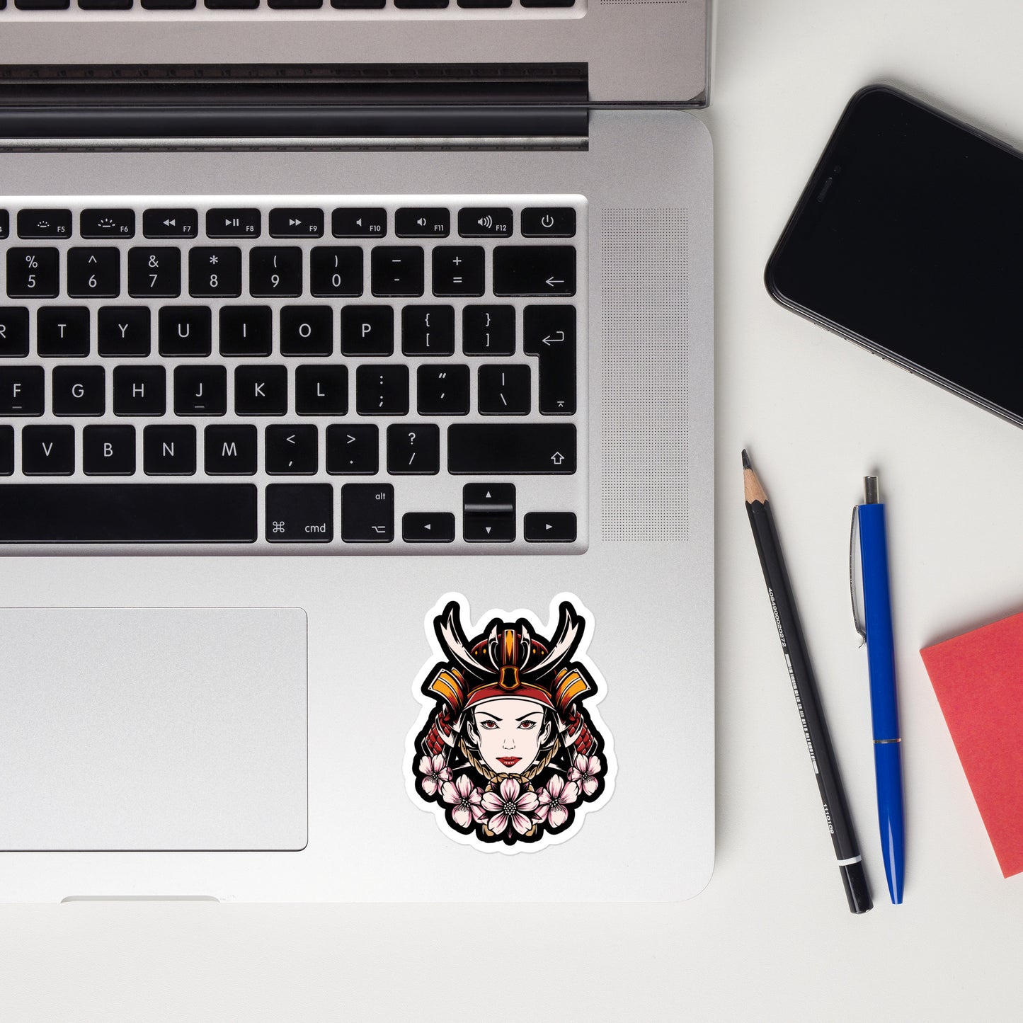 Samurai Women with Flowers - Kiss Cut Sticker