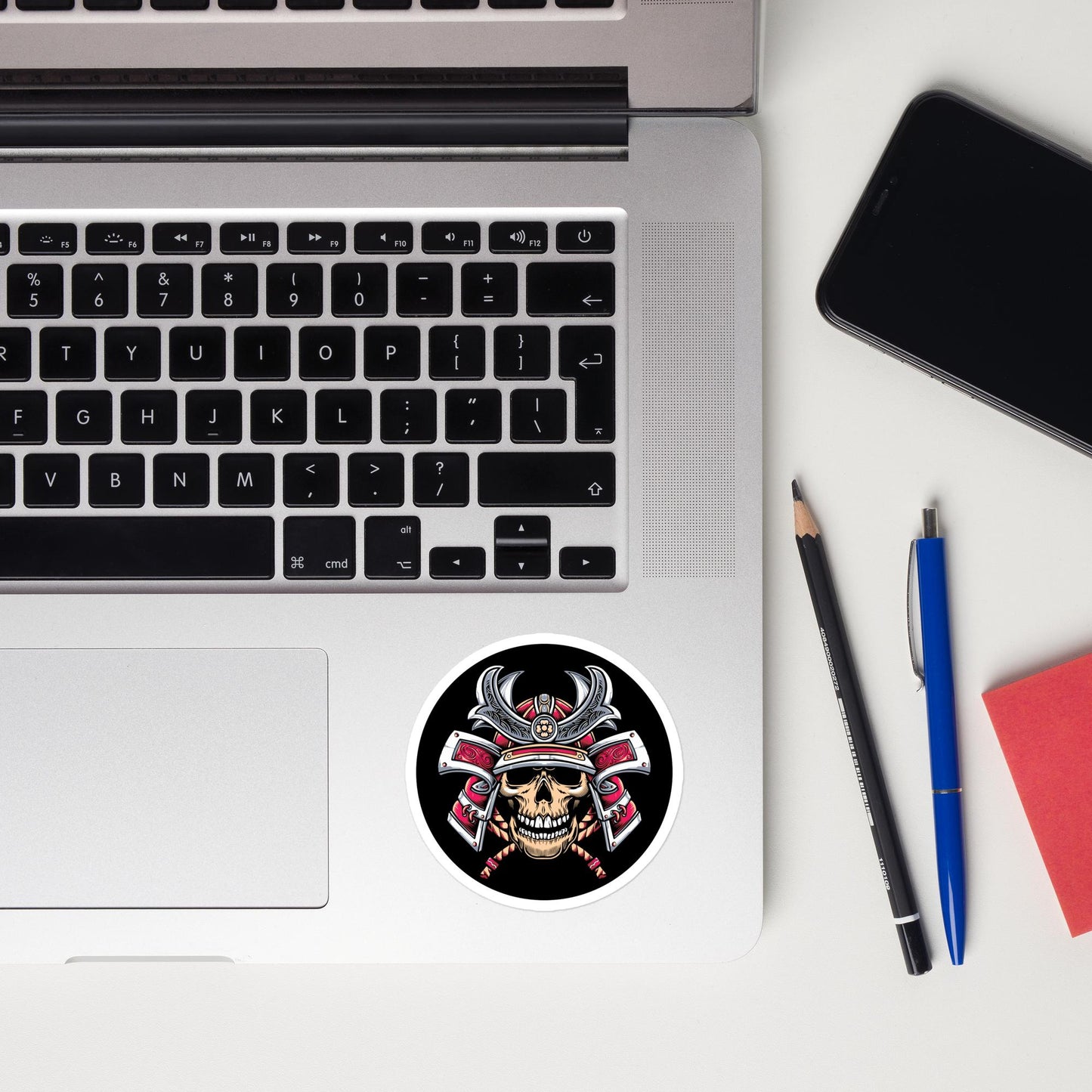 Skull Head Samurai - Circle-Cut Sticker