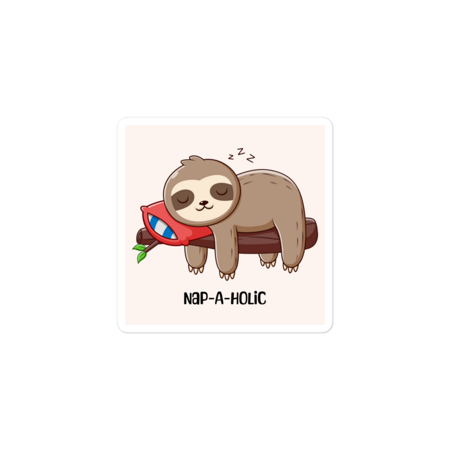 Nap-A-Holic (Sleeping Sloth) - Square-Cut Sticker
