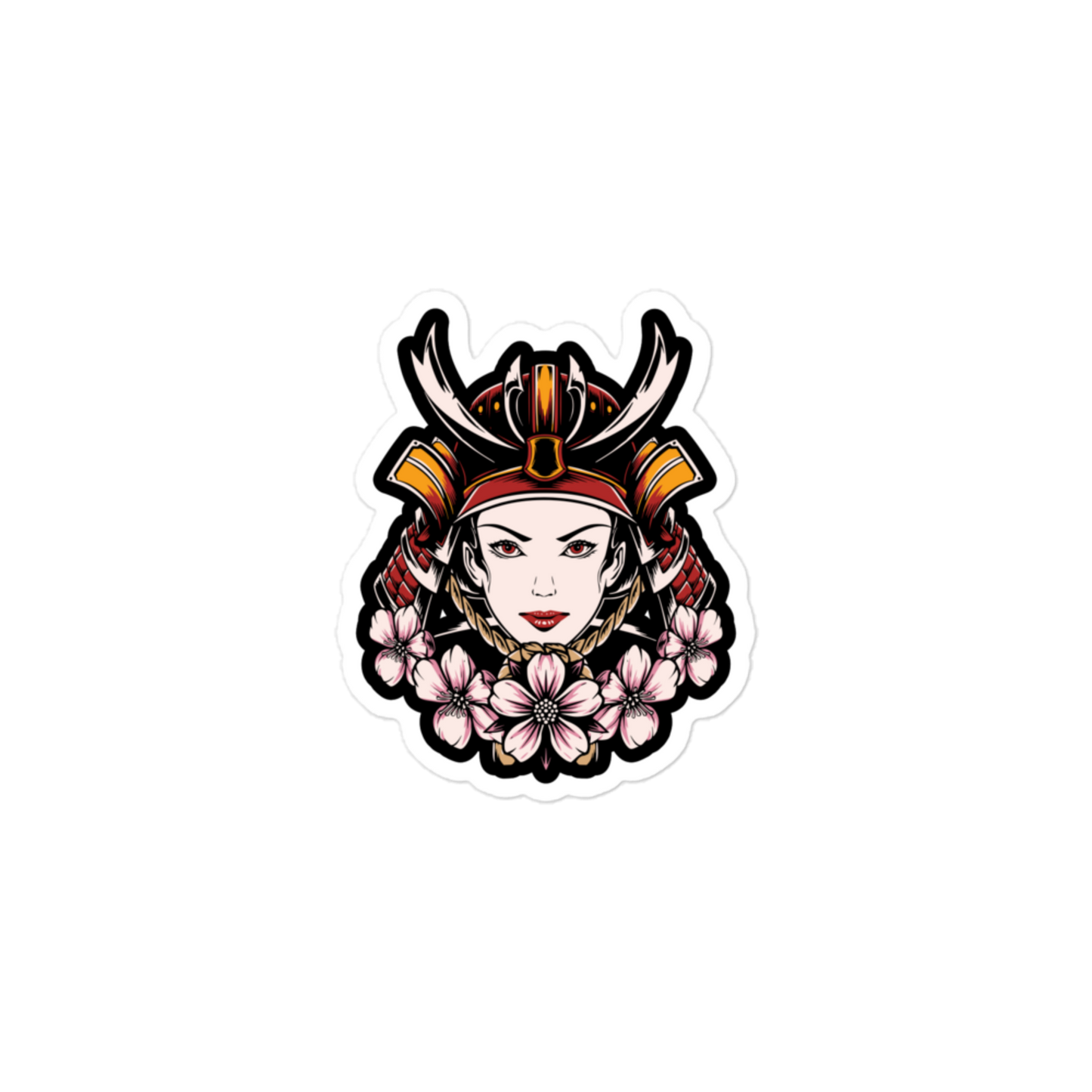 Samurai Women with Flowers - Kiss Cut Sticker