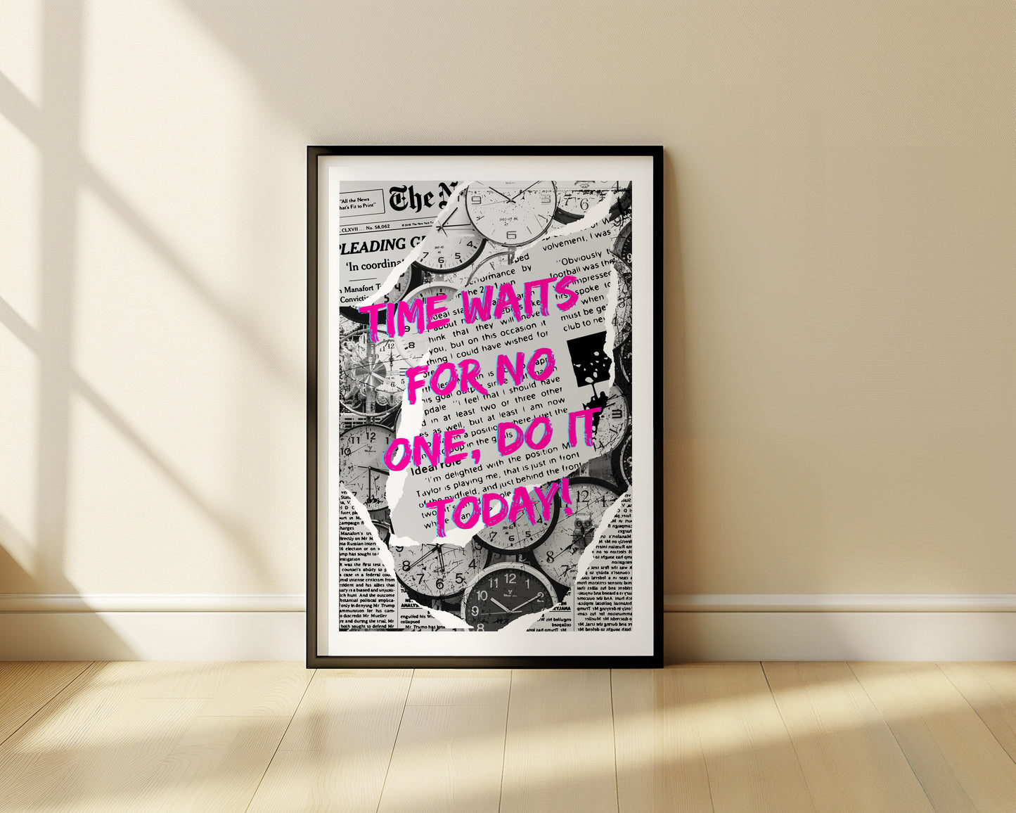 Time waits for no one, Do it today! - Newspaper - Metal Framed Poster