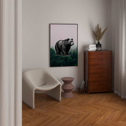 Bear - Pencil In Nature - Metal Framed Poster