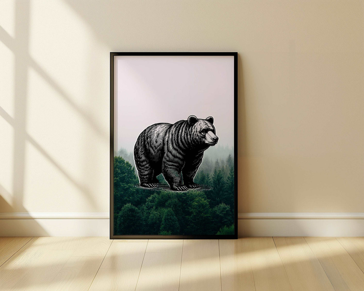 Bear - Pencil In Nature - Metal Framed Poster