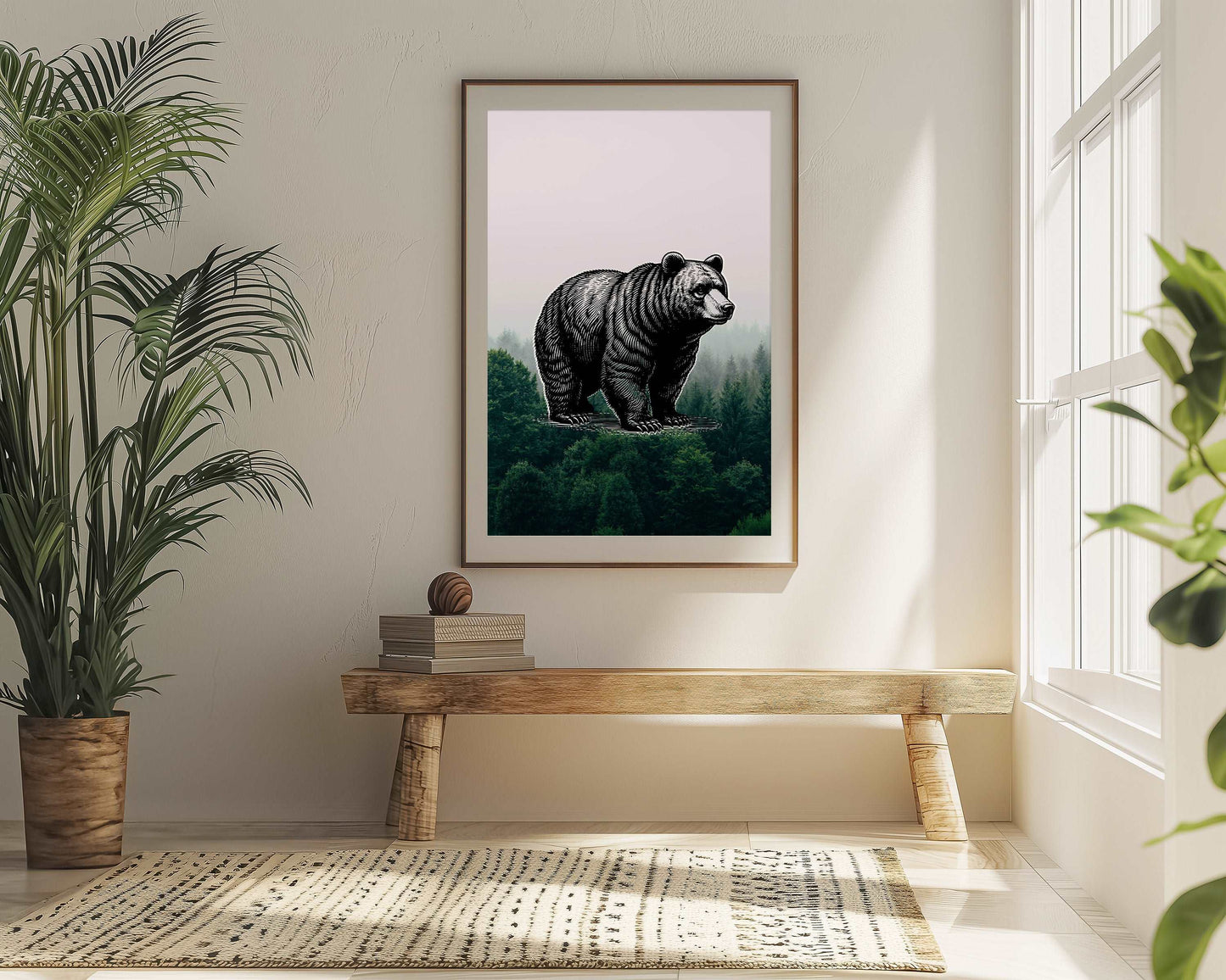 Bear - Pencil In Nature - Metal Framed Poster