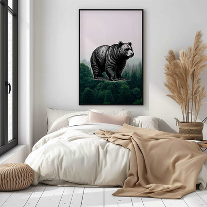 Bear - Pencil In Nature - Metal Framed Poster