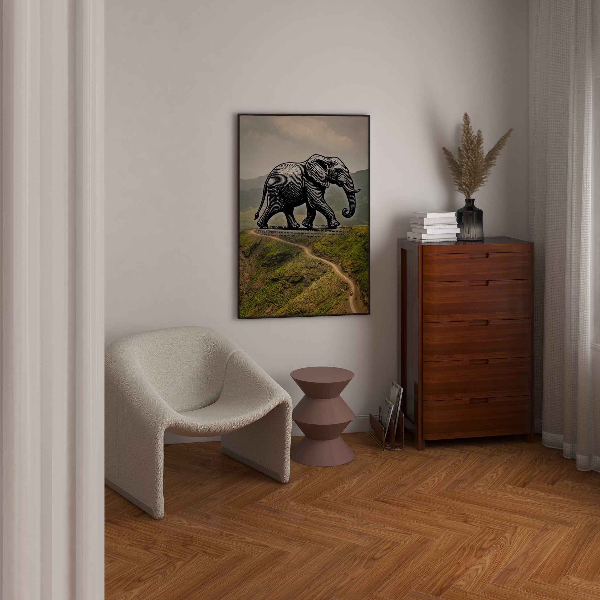 Elephant - Pencil In Nature - Metal Framed Poster