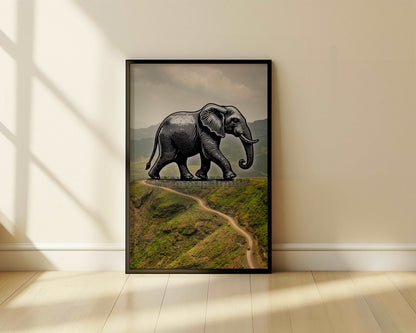 Elephant - Pencil In Nature - Metal Framed Poster