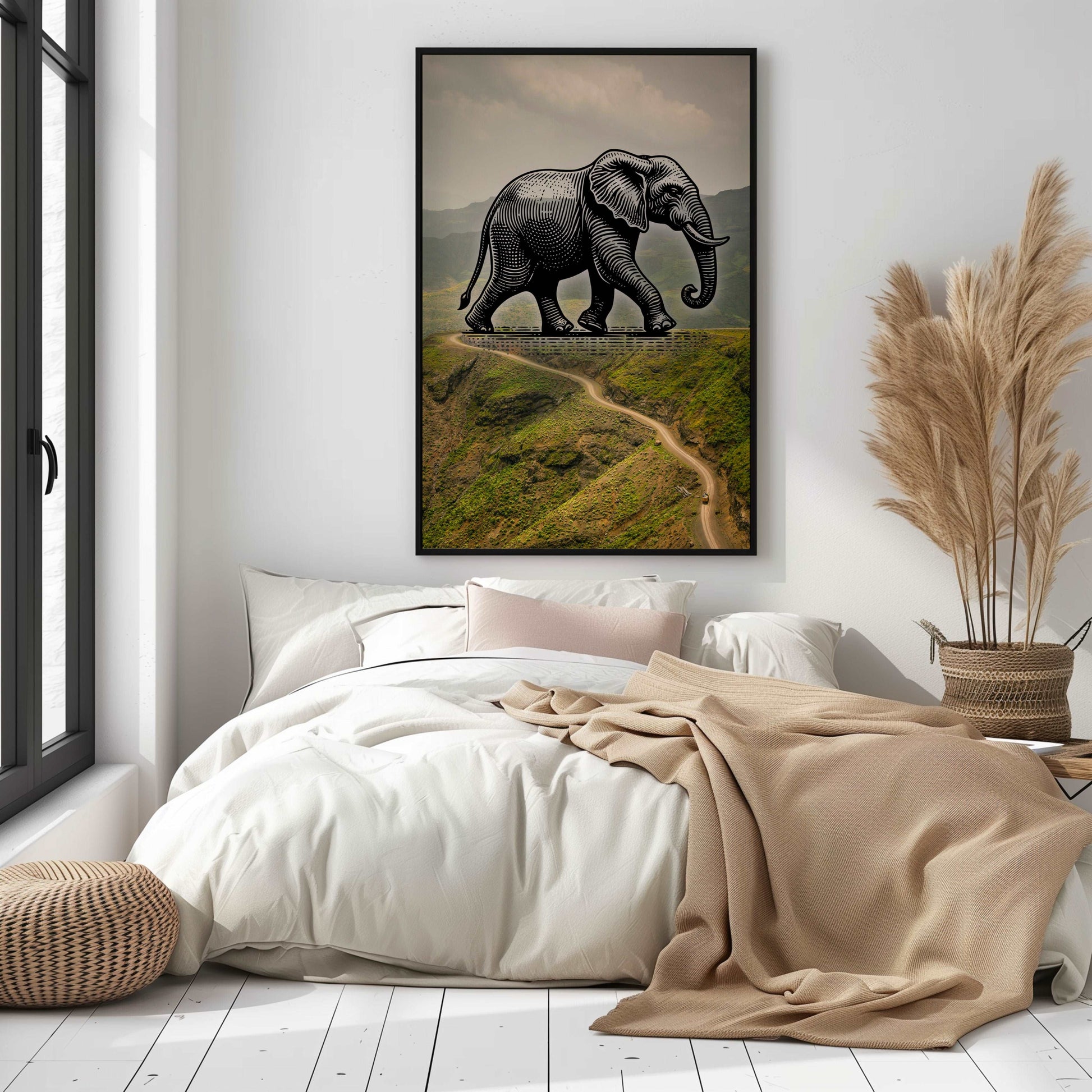 Elephant - Pencil In Nature - Metal Framed Poster