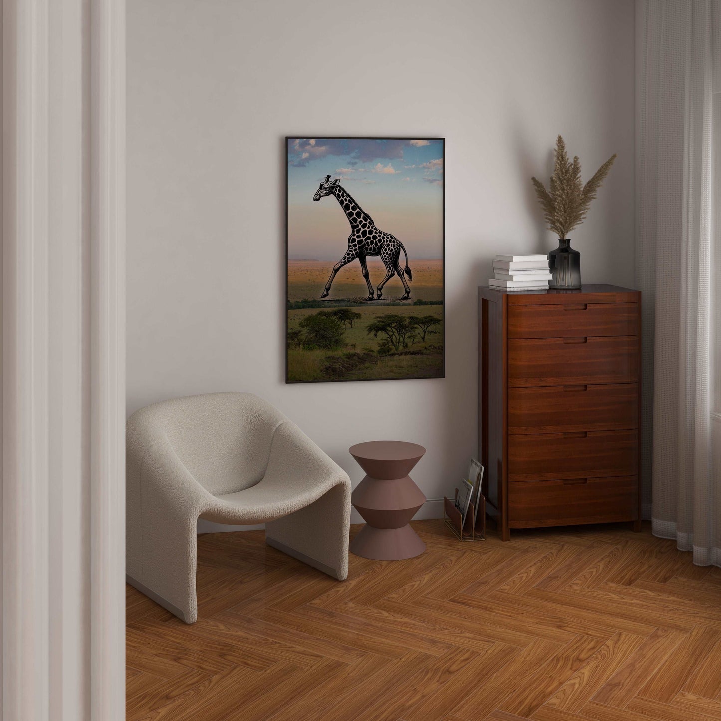 Giraffe - Pencil In Nature - Metal Framed Poster