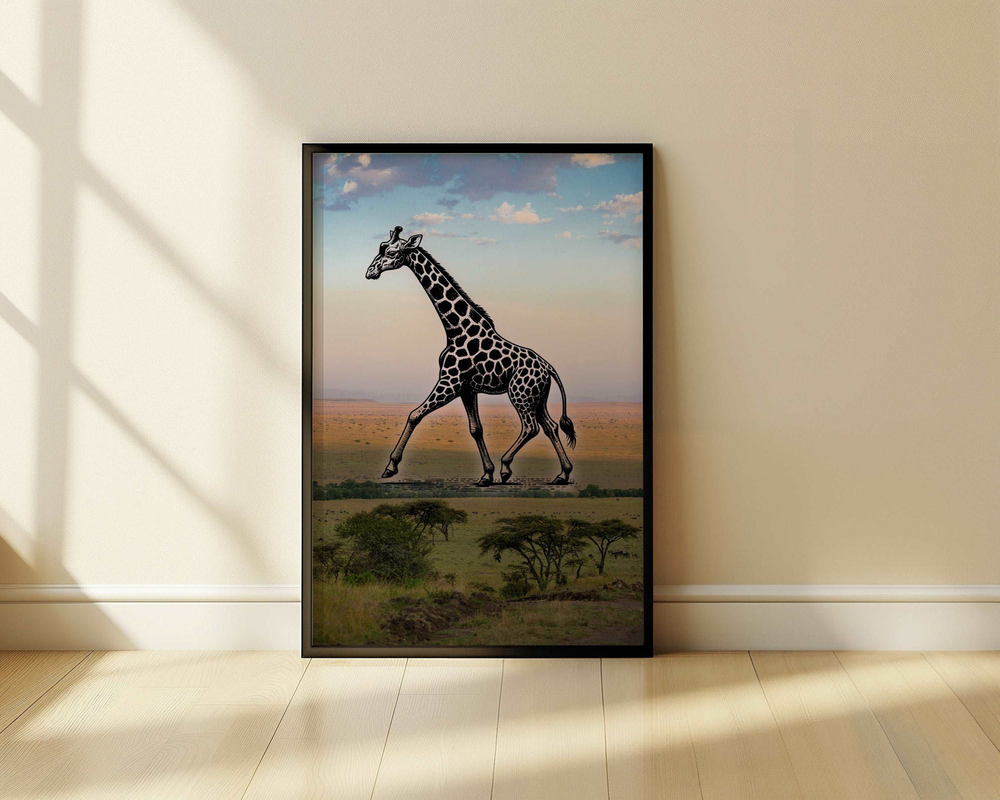 Giraffe - Pencil In Nature - Metal Framed Poster