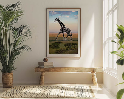 Giraffe - Pencil In Nature - Metal Framed Poster