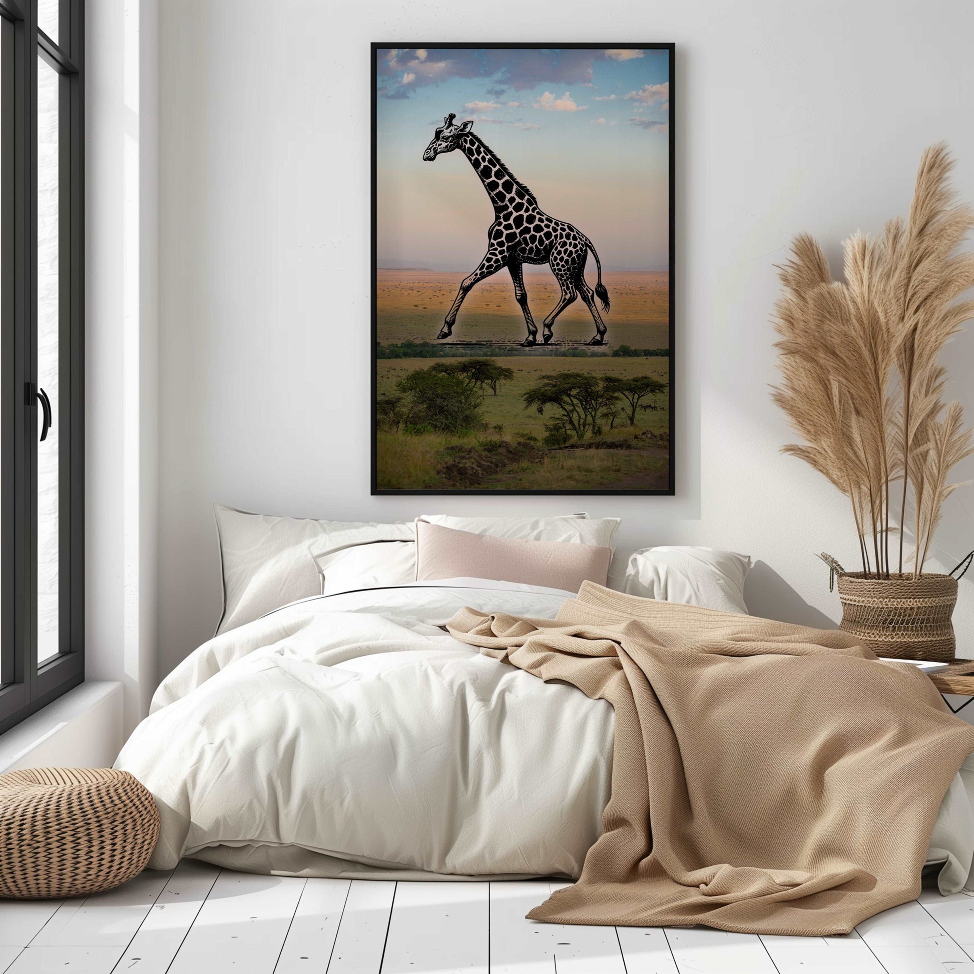 Giraffe - Pencil In Nature - Metal Framed Poster