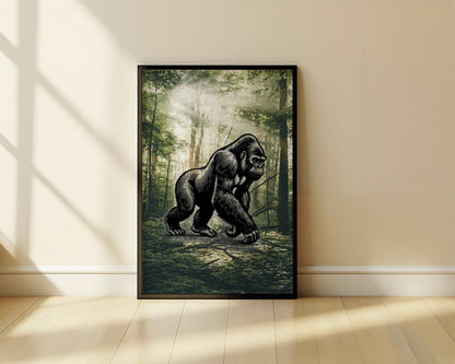 Gorilla - Pencil In Nature - Metal Framed Poster