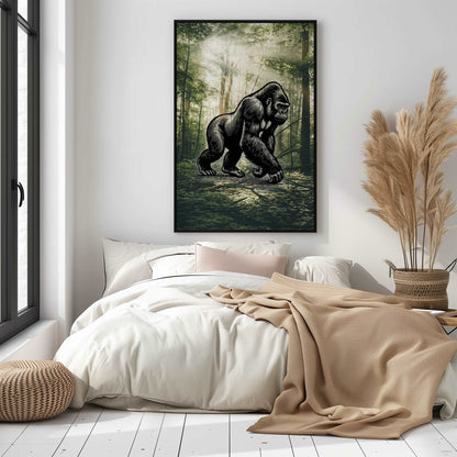 Gorilla - Pencil In Nature - Metal Framed Poster