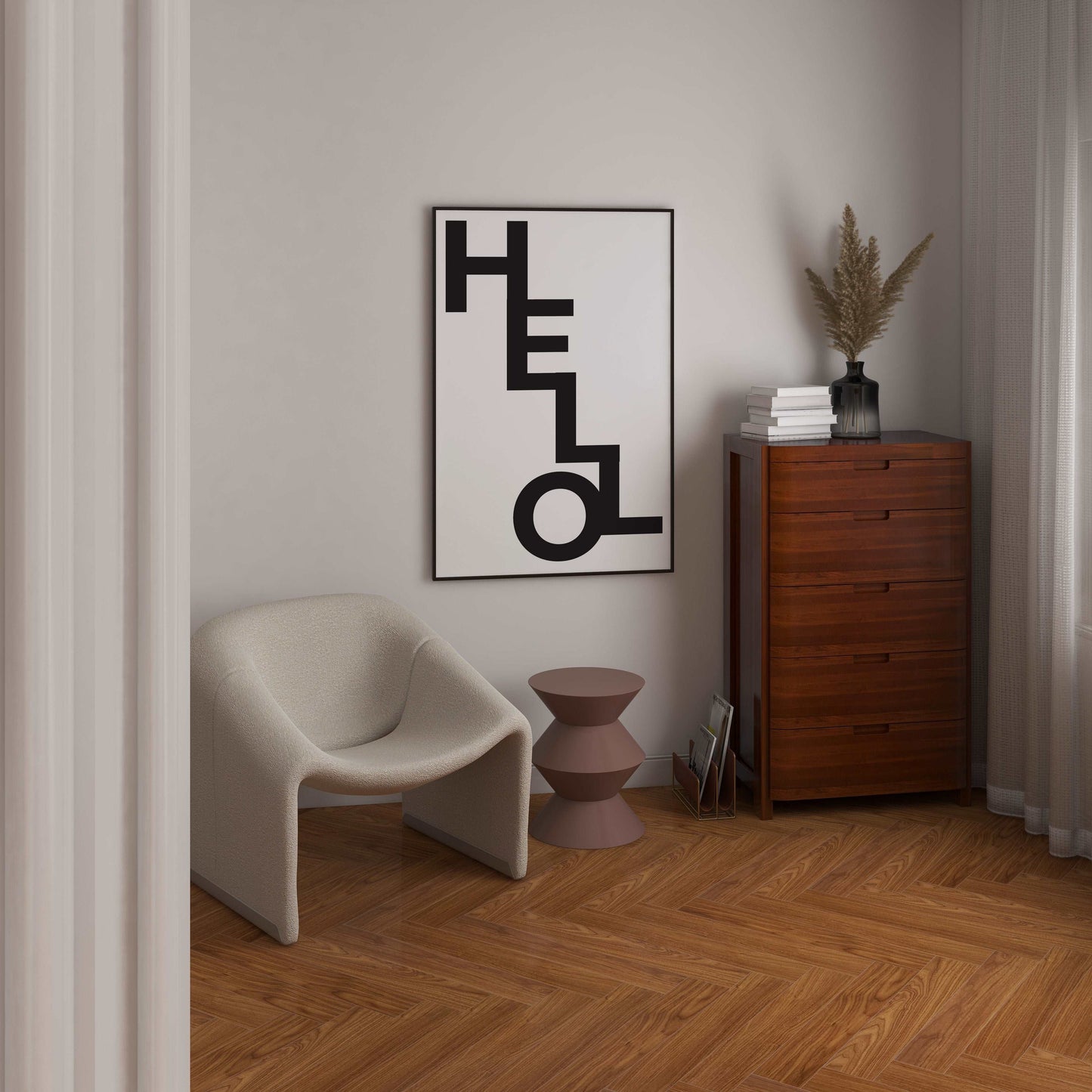 HELLO - Typography - Minimal - Metal Framed Poster