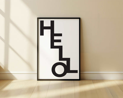 HELLO - Typography - Minimal - Metal Framed Poster