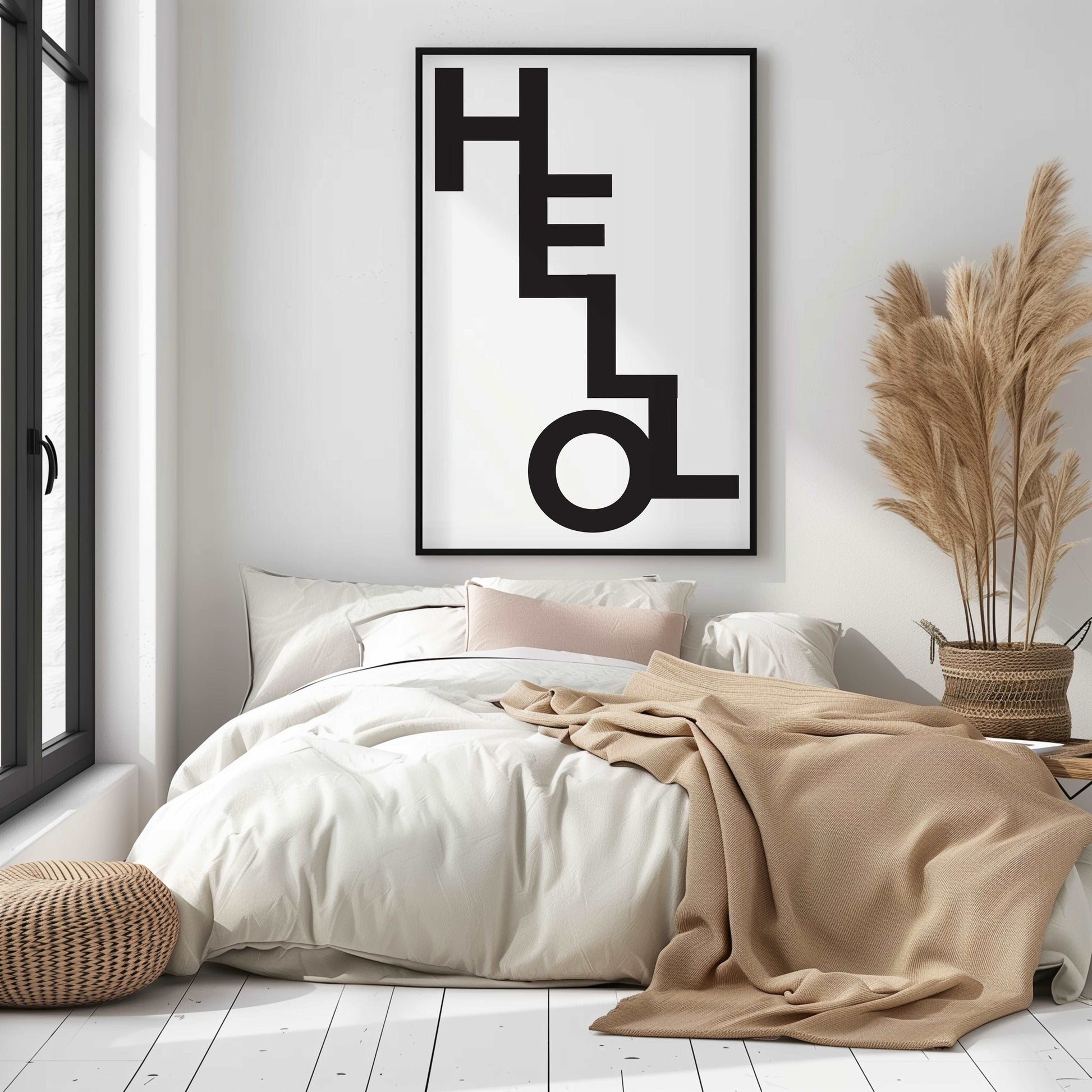 HELLO - Typography - Minimal - Metal Framed Poster