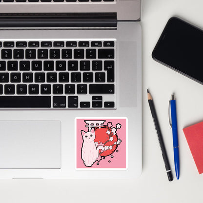 Japanese Cat - Square-Cut Sticker