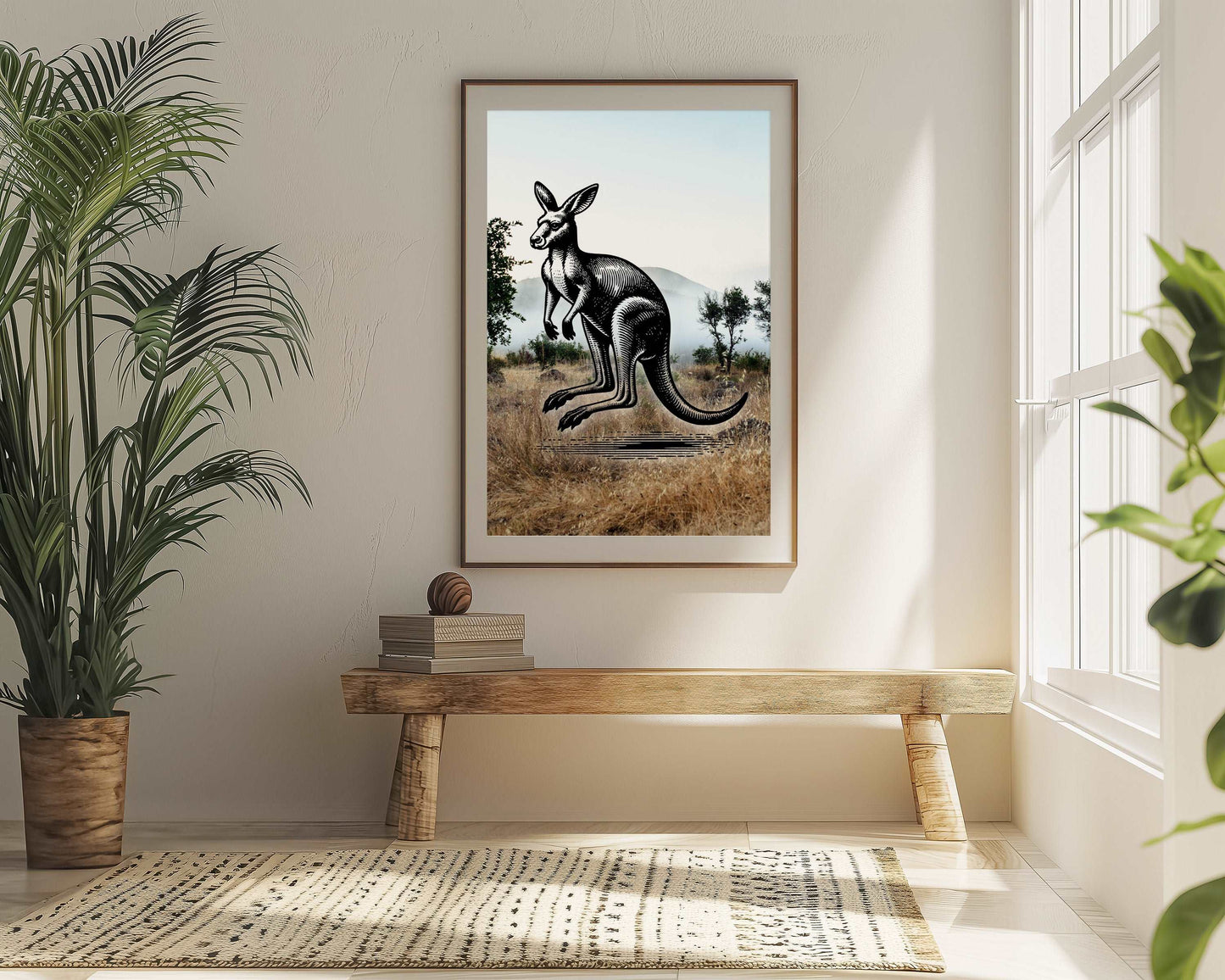 Kangaroo - Pencil In Nature - Metal Framed Poster