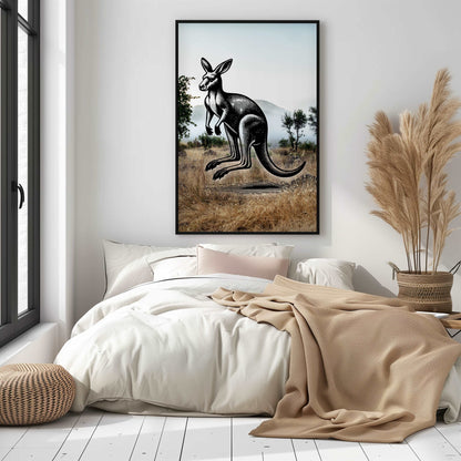 Kangaroo - Pencil In Nature - Metal Framed Poster