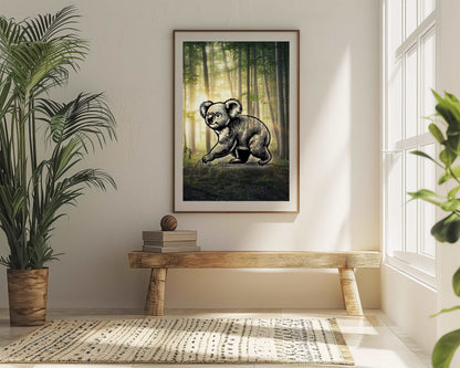 Koala - Pencil In Nature - Metal Framed Poster