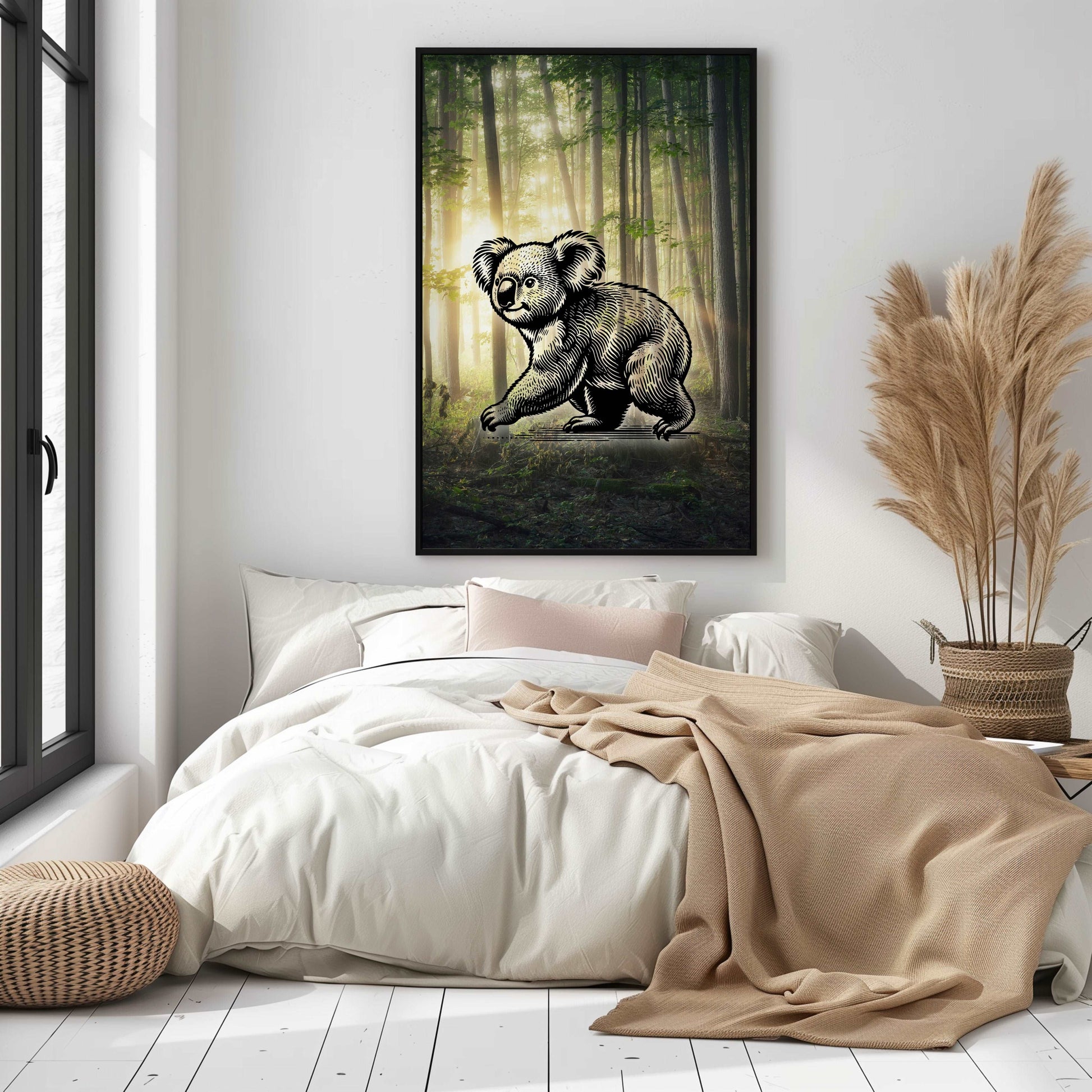 Koala - Pencil In Nature - Metal Framed Poster