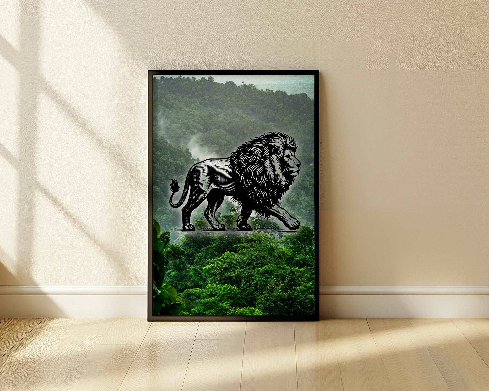 Lion - Pencil In Nature - Metal Framed Poster