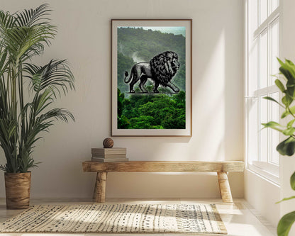 Lion - Pencil In Nature - Metal Framed Poster