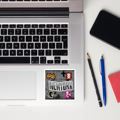 New York Graffiti Wall - Square Cut Sticker