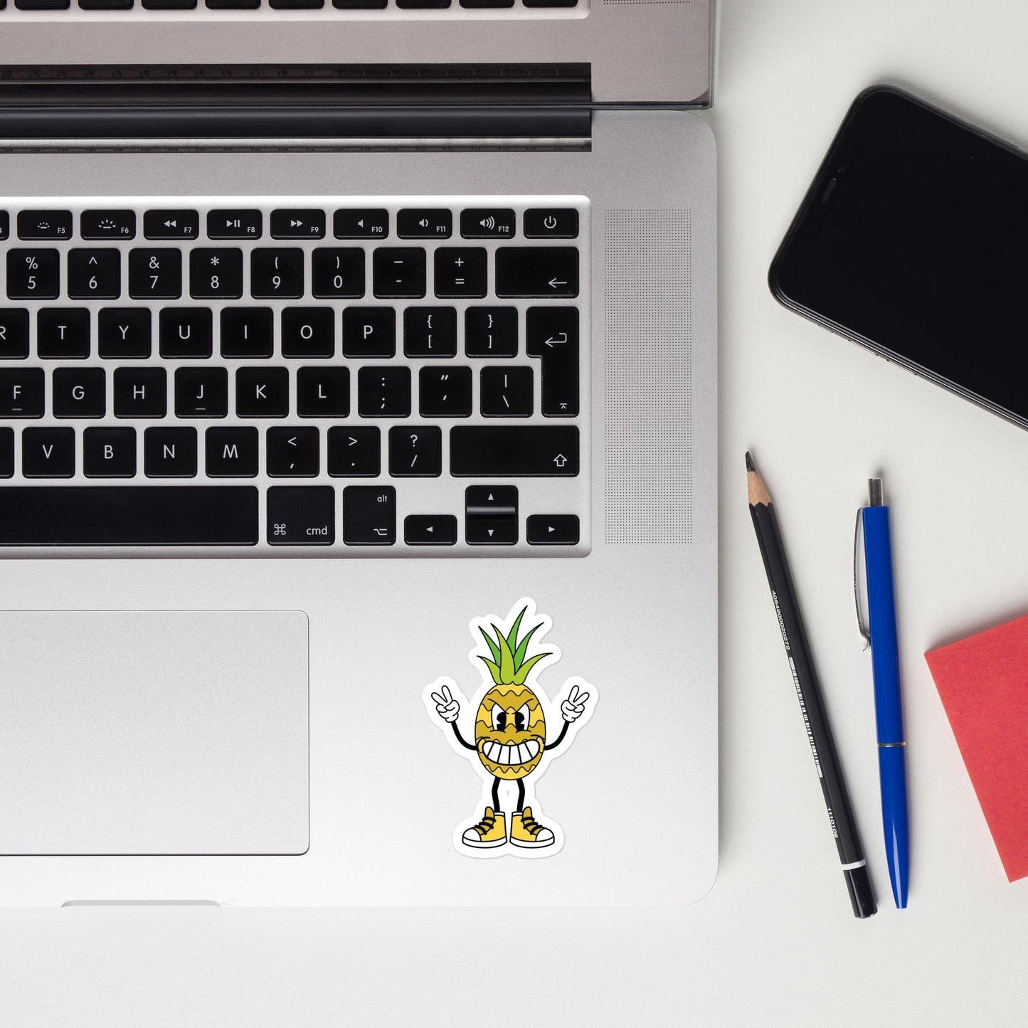 Pine-Apple Face Peace Fingers - Kiss-Cut Sticker