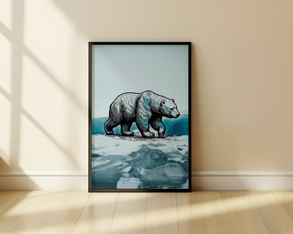 Polar Bear - Pencil In Nature - Metal Framed Poster