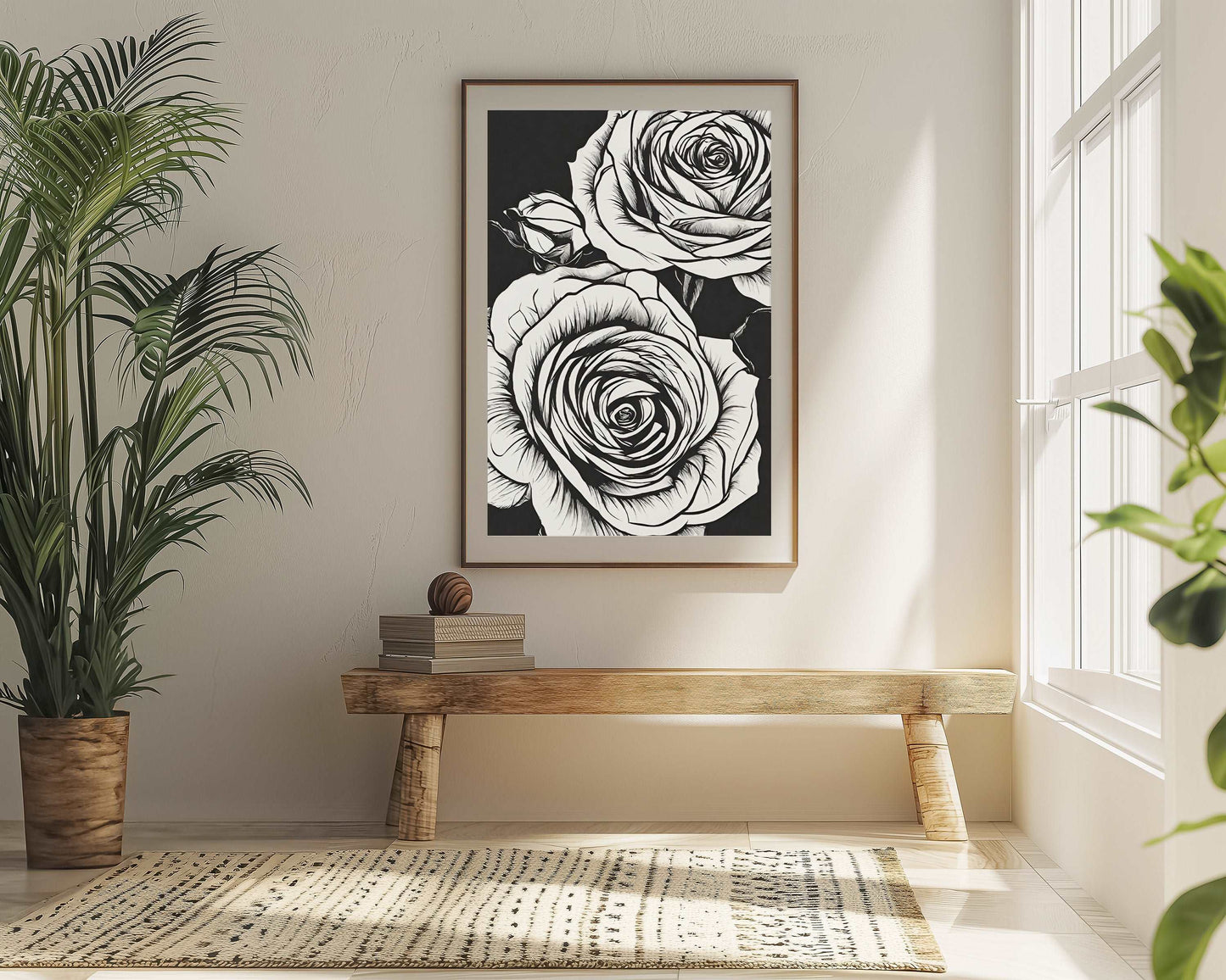 Rose - Black and white - Metal Framed Poster