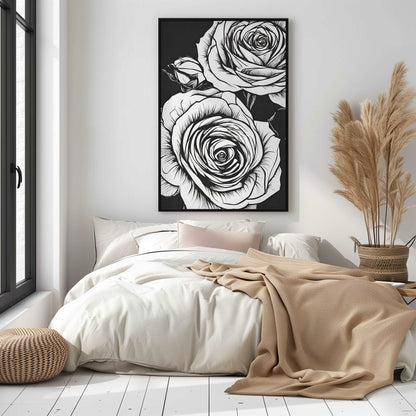 Rose - Black and white - Metal Framed Poster