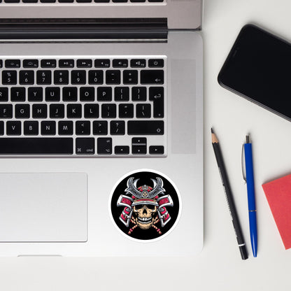 Skull Head Samurai - Circle-Cut Sticker