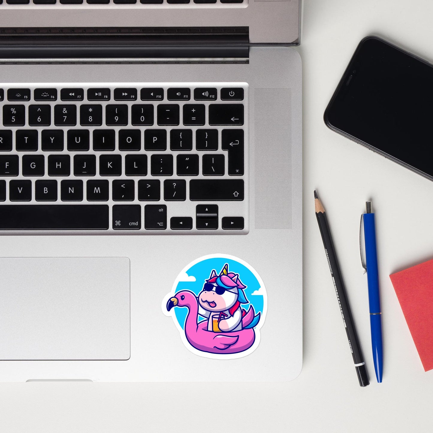 Unicorn In A Flamingo - Kiss-Cut Sticker