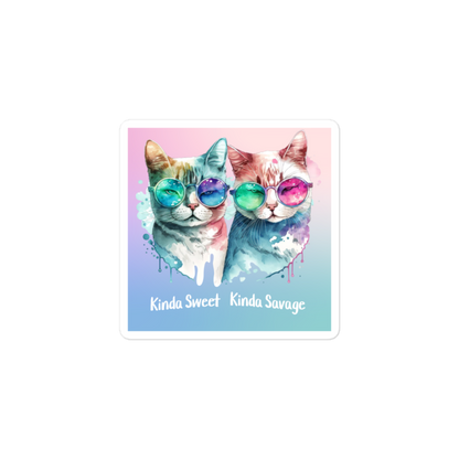 Kinda Sweet Kinda Savage (2 Cats) - Square-Cut Sticker