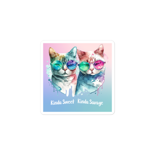 Kinda Sweet Kinda Savage (2 Cats) - Square-Cut Sticker