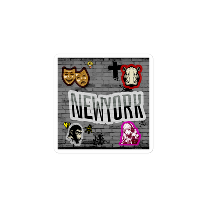 New York Graffiti Wall - Square Cut Sticker