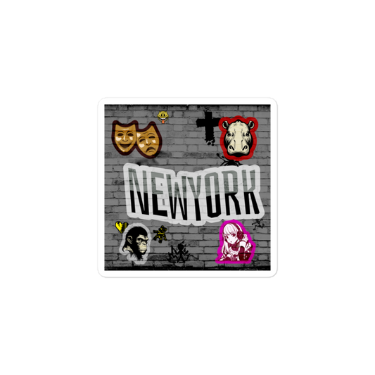 New York Graffiti Wall - Square Cut Sticker