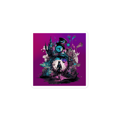 Enter the Purple Clock House - Square-Cut Sticker