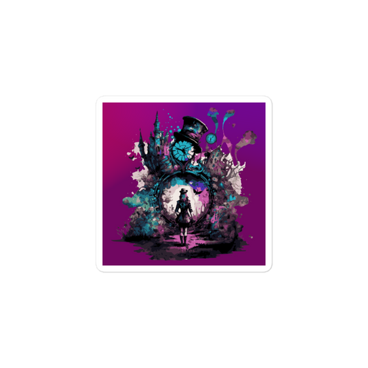 Enter the Purple Clock House - Square-Cut Sticker