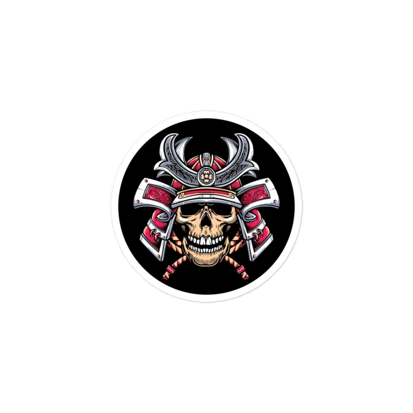 Skull Head Samurai - Circle-Cut Sticker