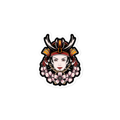 Samurai Women with Flowers - Kiss Cut Sticker