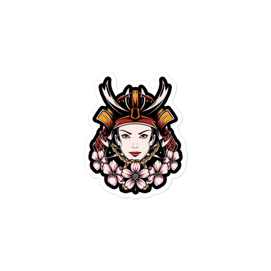 Samurai Women with Flowers - Kiss Cut Sticker