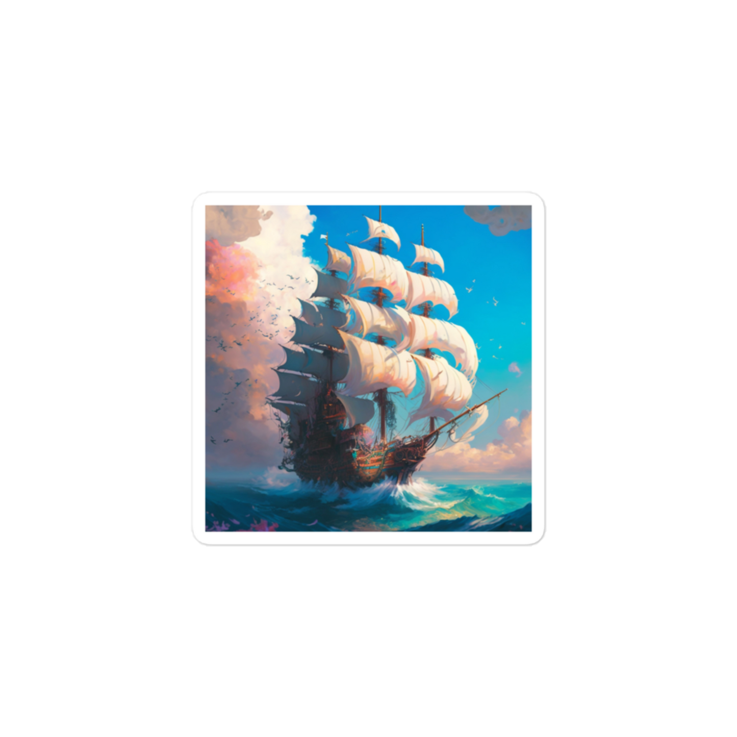 Pirate Ship On The Ocean - Square-Cut Sticker