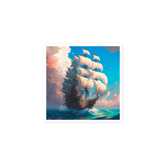 Pirate Ship On The Ocean - Square-Cut Sticker