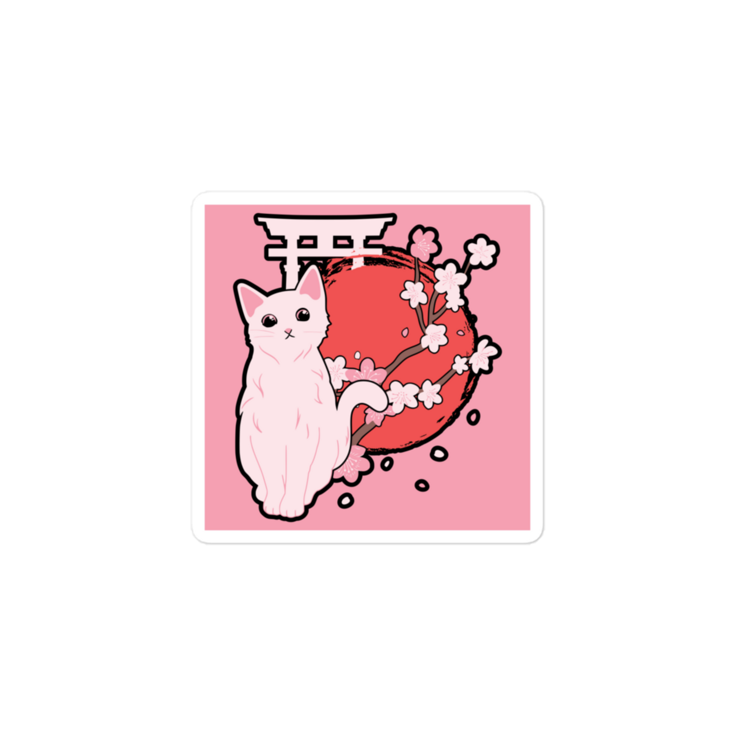 Japanese Cat - Square-Cut Sticker