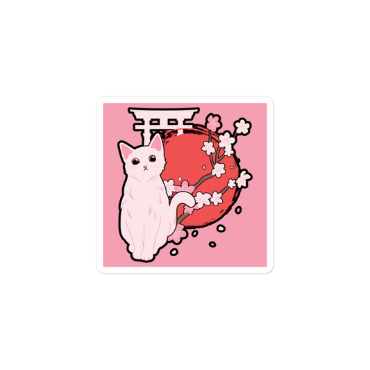 Japanese Cat - Square-Cut Sticker